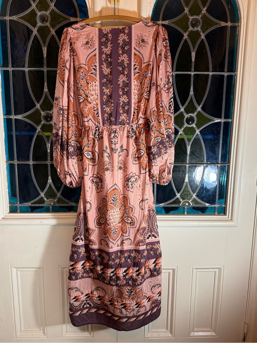 FARM Rio Glam Tapestry Burgundy Long Sleeve Maxi Dress (EU LG | US 12/14) - Picture 4 of 16